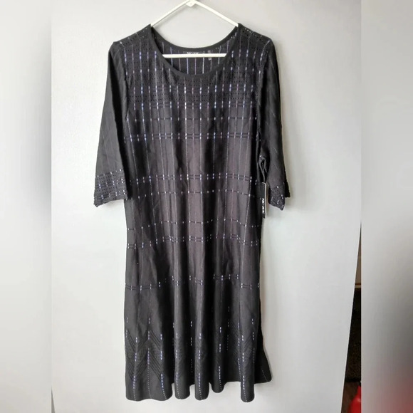 Nic & Zoe Flashing Lights midi dress 1X black purple NWT - Picture 7 of 10